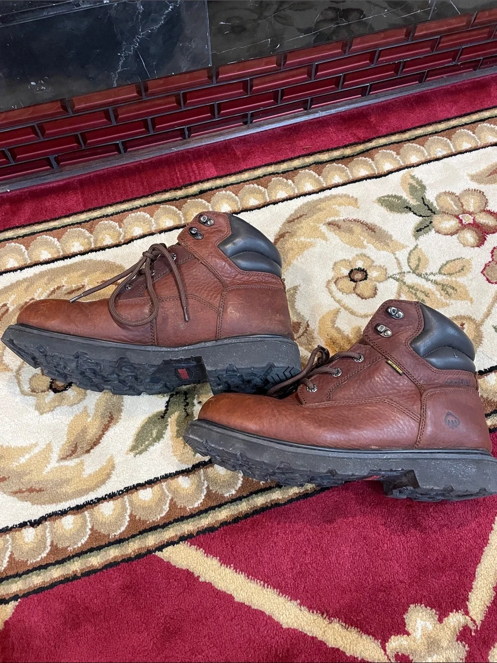Wolverine Brown Leather Lace-Up Work Boots